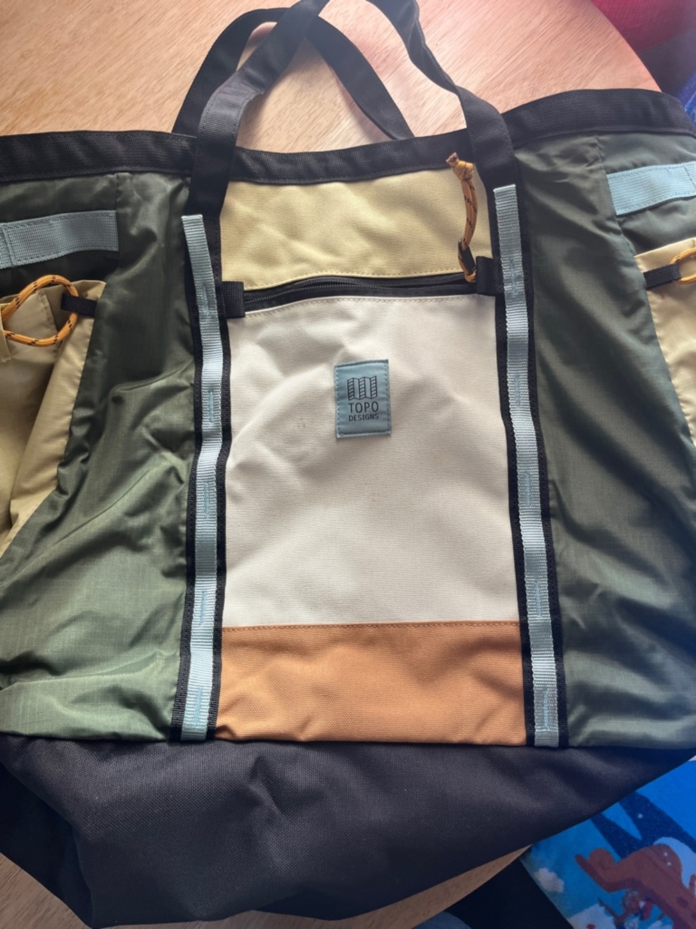 Topo Designs Colorblock Duffel Tote – Olive, Beige, Tan, Black